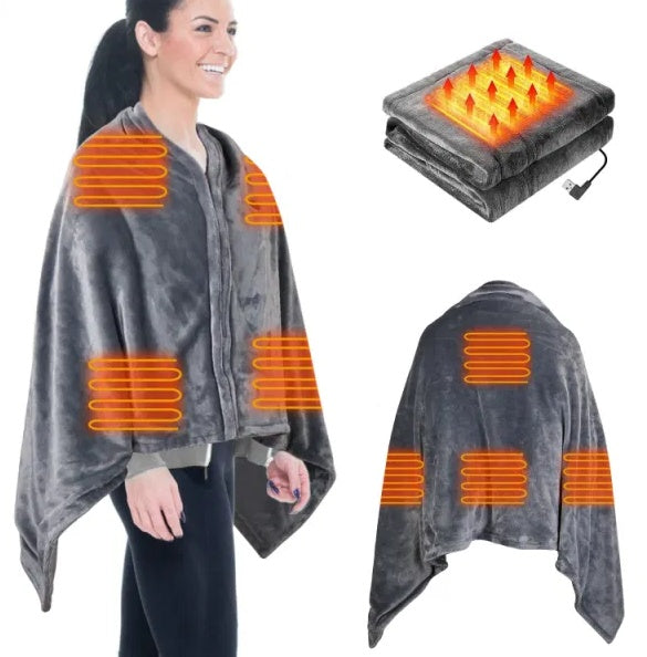 Couverture chauffante USB poncho châle - vue 1