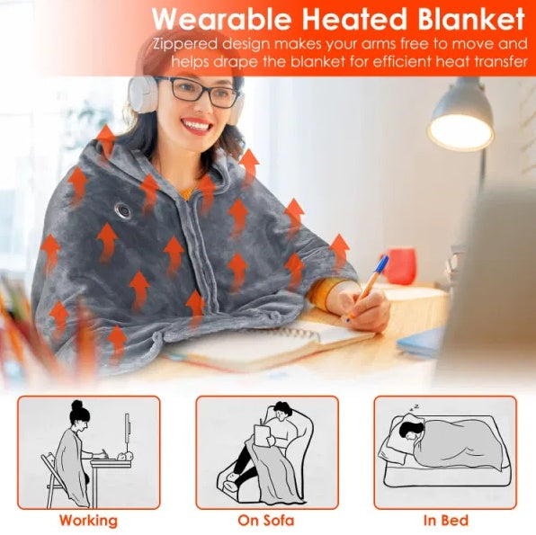 Couverture chauffante USB poncho châle - vue 7