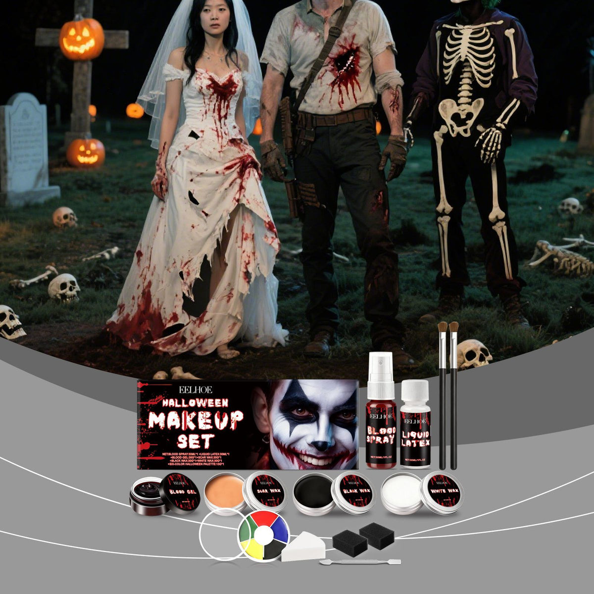 Kit maquillage effets spéciaux Halloween EELHOE - vue 3