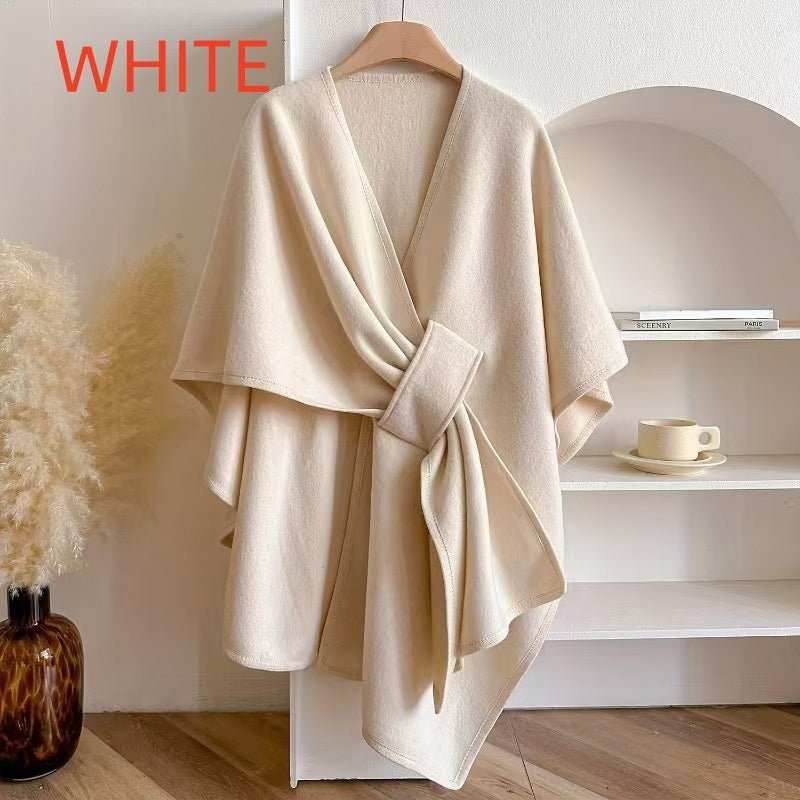 Cape Châle en Maille avec Col en Fourrure Synthétique et Pompons – vue 22 | Ma boutique pharaon